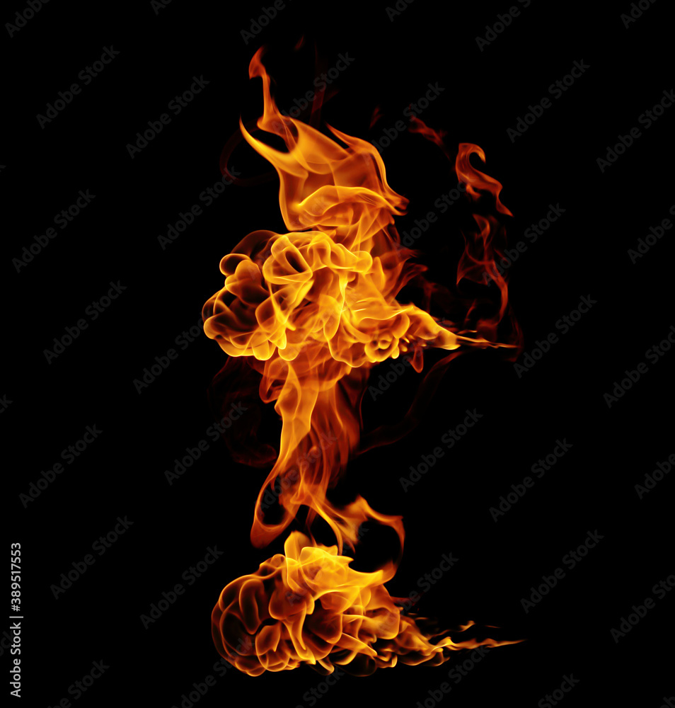 Fototapeta premium Fire flames black background