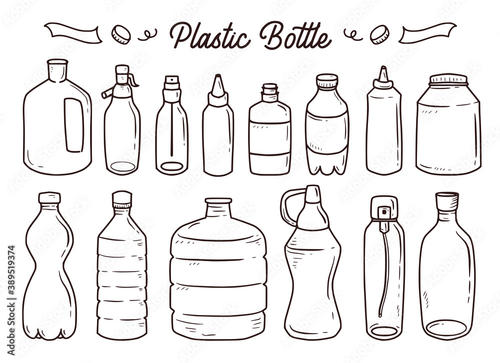 Set of plastic bottle line art drawing vector cartoon Set of plastic bottle line art drawing vector cartoon