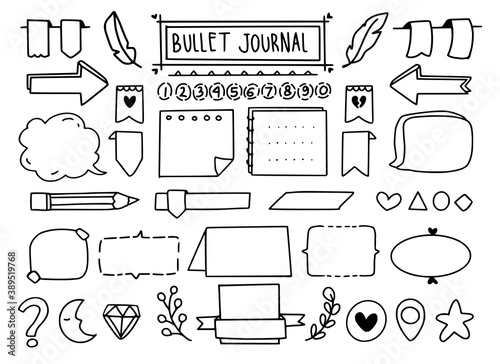 Cute bullet journal doodle drawing banner element for scrapbook design