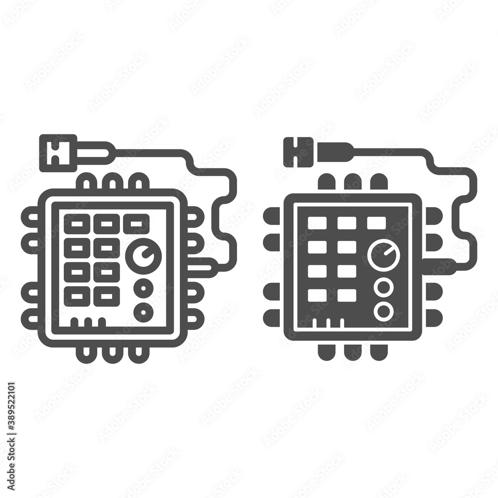 Beatmaker line and solid icon, Sound design concept, Musical equipment ...