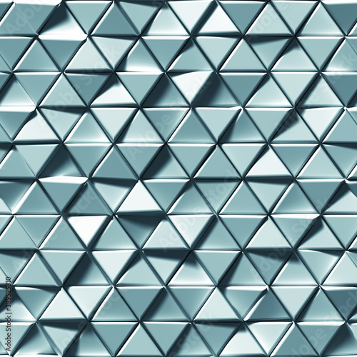 Fototapeta Naklejka Na Ścianę i Meble -  Seamless pattern of blue triangles 3D render