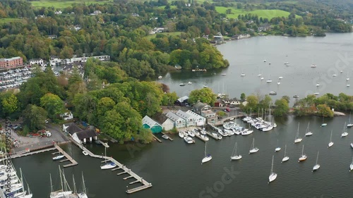 aerial shot of bowness on windermere harbour photo