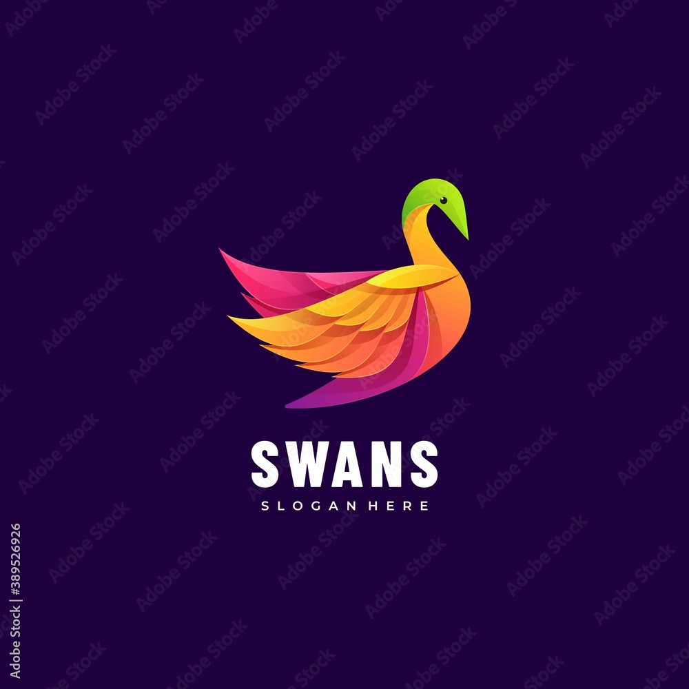 Obraz premium Vector Logo Illustration Swans Gradient Colorful Style.
