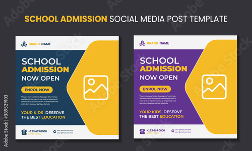 School admission social media marketing post template design.