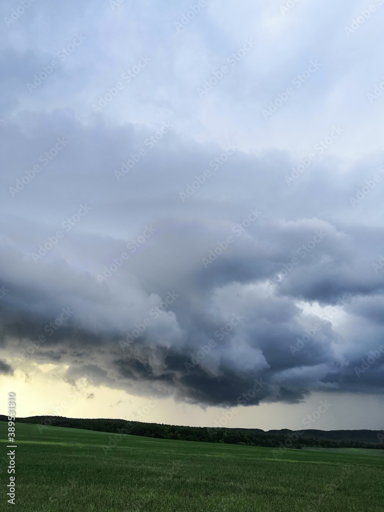 storm clouds over the field