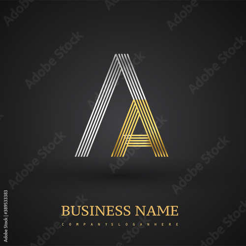 Letter AA logo design. Elegant gold and silver colored, symbol for your business name or company identity.