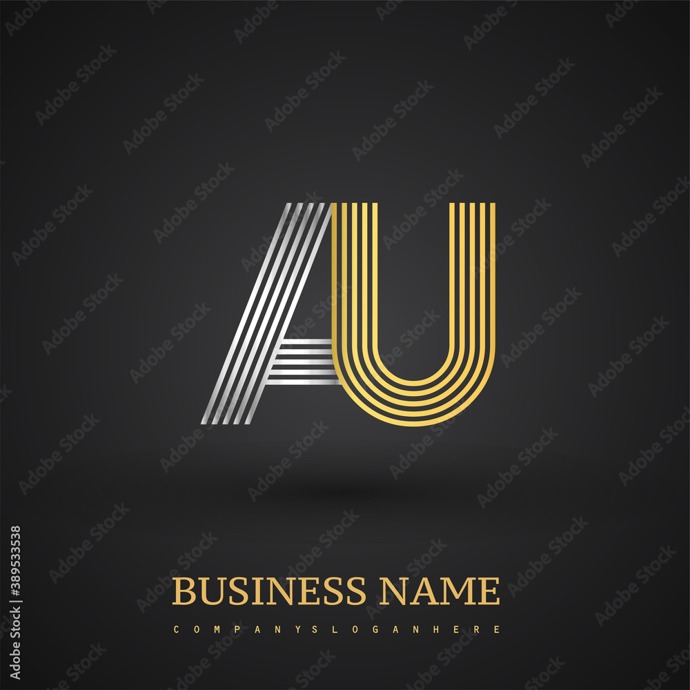 Letter AU logo design. Elegant gold and silver colored, symbol for your business name or company identity. Letter AU logo design. Elegant gold and silver colored, symbol for your business name or company identity.