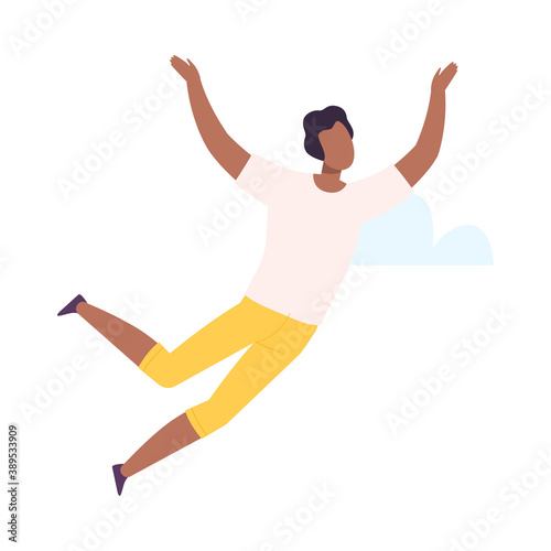 Free Hovering Man Flying and Dreaming Vector Illustration
