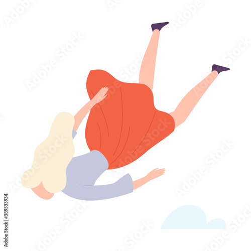 Free Hovering Woman Flying and Dreaming Vector Illustration