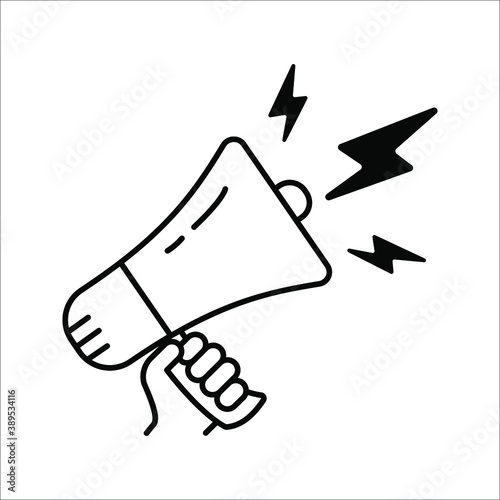 Executive hand holding megaphone icon vector illustration