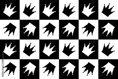 Seamless pattern with Chess queen. Endless background. Vector illustration.
