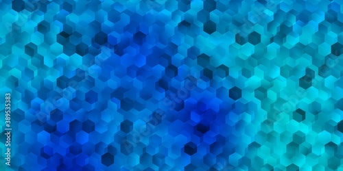 Light blue vector texture with colorful hexagons.