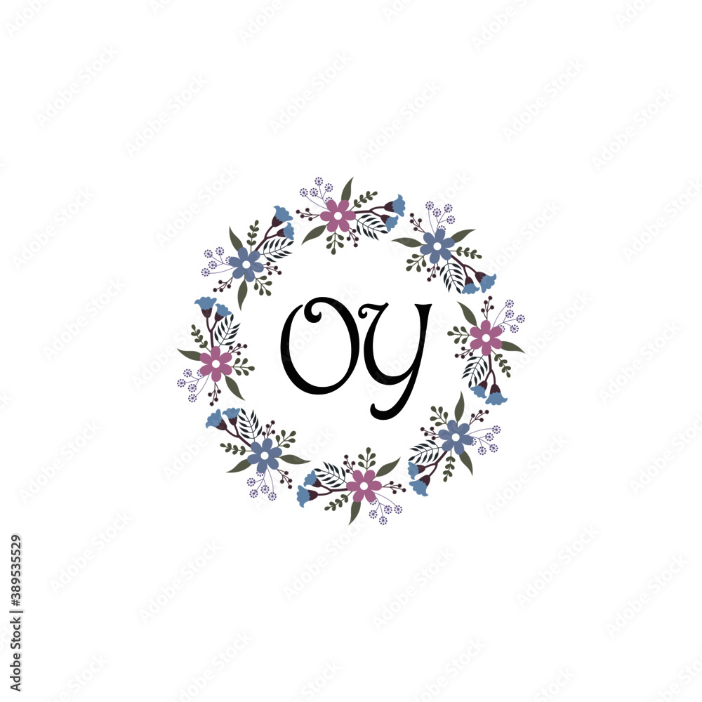 Initial OY Handwriting, Wedding Monogram Logo Design, Modern Minimalistic and Floral templates for Invitation cards	
