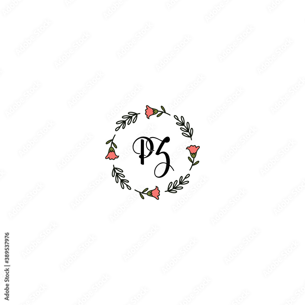 Initial PZ Handwriting, Wedding Monogram Logo Design, Modern Minimalistic and Floral templates for Invitation cards	