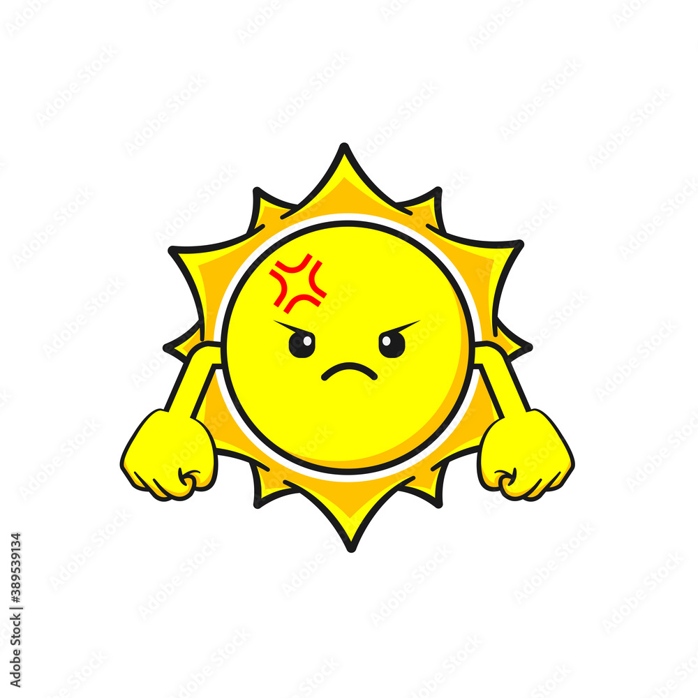 sun cute angry expression vector illustration