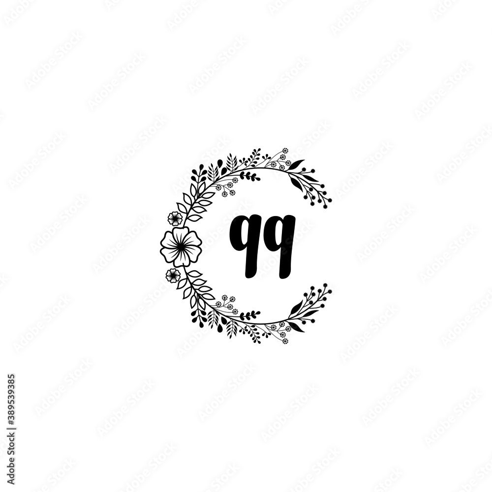 Initial QQ Handwriting, Wedding Monogram Logo Design, Modern Minimalistic and Floral templates for Invitation cards Initial QQ Handwriting, Wedding Monogram Logo Design, Modern Minimalistic and Floral templates for Invitation cards