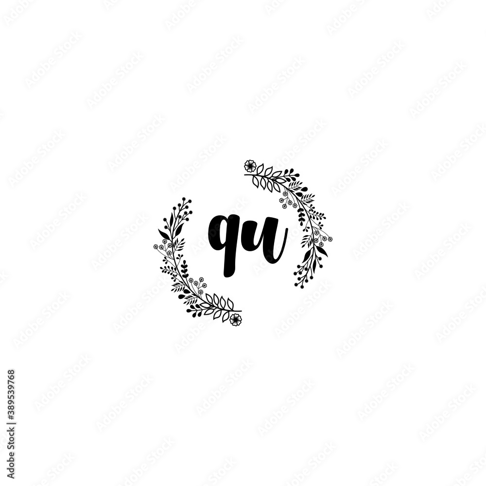Initial QU Handwriting, Wedding Monogram Logo Design, Modern Minimalistic and Floral templates for Invitation cards Initial QU Handwriting, Wedding Monogram Logo Design, Modern Minimalistic and Floral templates for Invitation cards