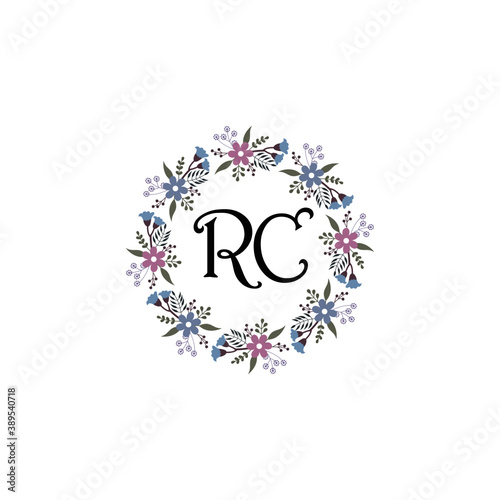 Initial RC Handwriting  Wedding Monogram Logo Design  Modern Minimalistic and Floral templates for Invitation cards 