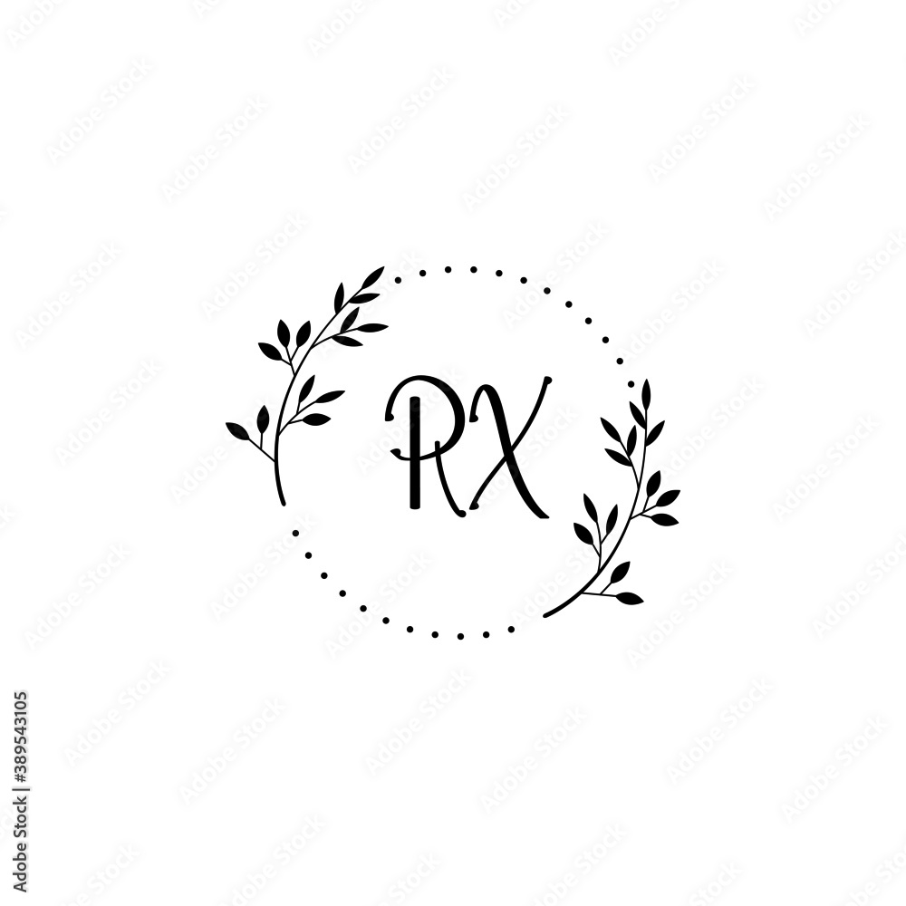 Initial RX Handwriting, Wedding Monogram Logo Design, Modern Minimalistic and Floral templates for Invitation cards	