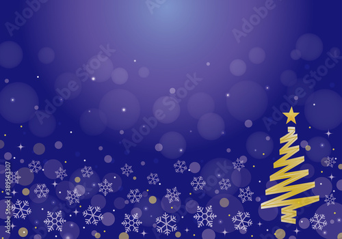 コピースペースのあるおしゃれなクリスマスツリーの背景　青　紫　Christmas Tree Backgrounds