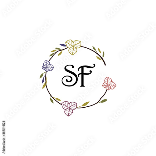Initial SF Handwriting, Wedding Monogram Logo Design, Modern Minimalistic and Floral templates for Invitation cards	