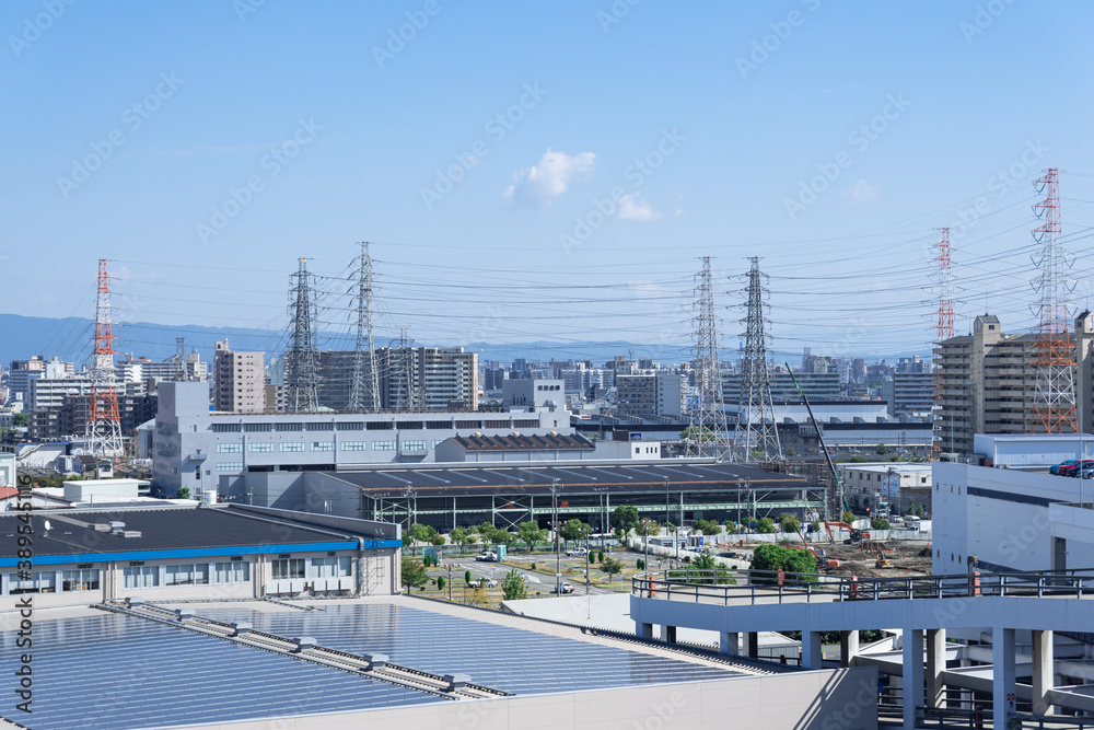 大阪市住之江市街地・生駒・高安山方面の景観