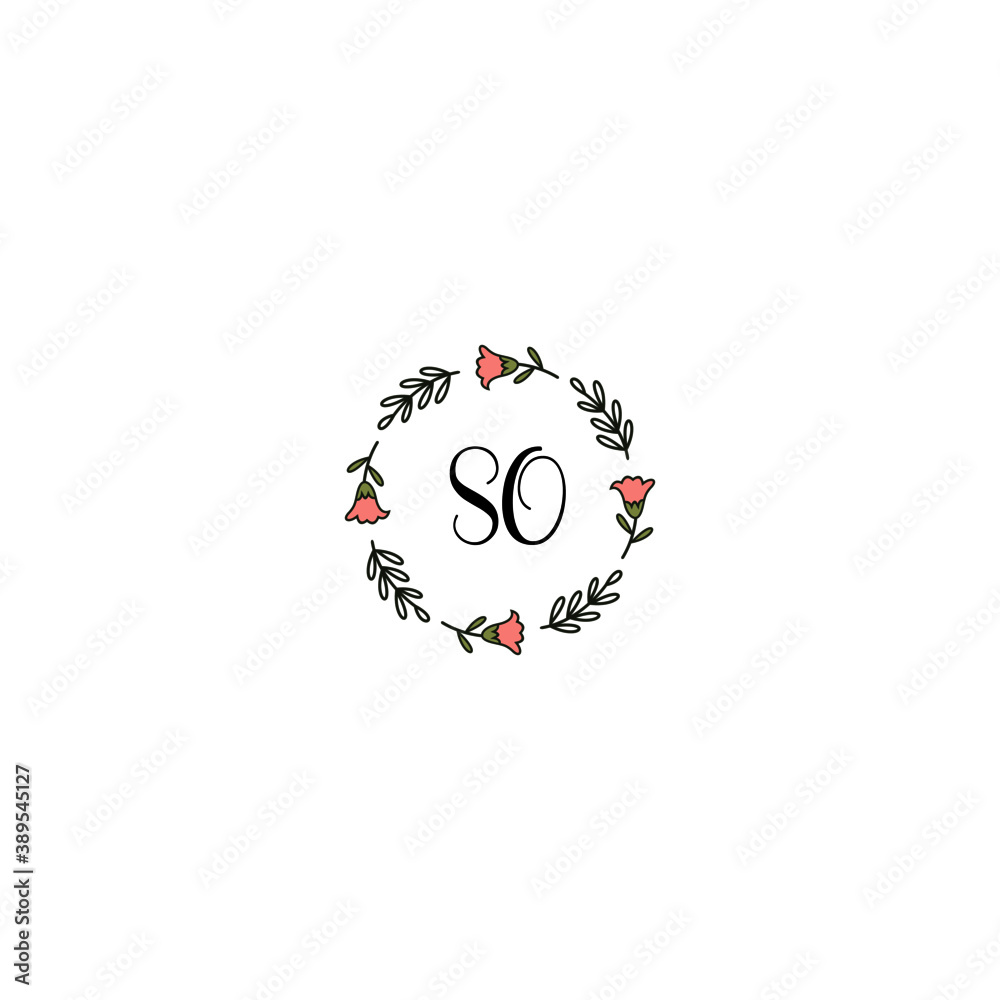 Initial SO Handwriting, Wedding Monogram Logo Design, Modern Minimalistic and Floral templates for Invitation cards Initial SO Handwriting, Wedding Monogram Logo Design, Modern Minimalistic and Floral templates for Invitation cards