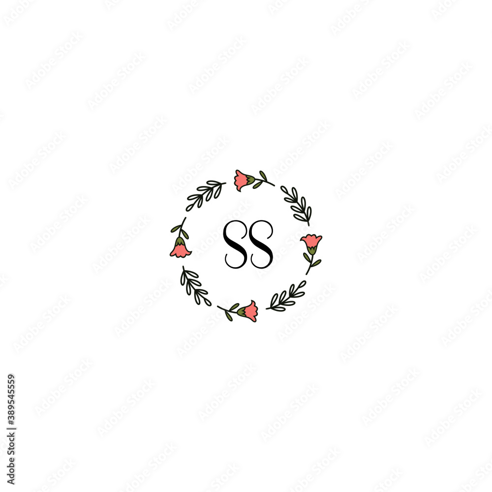 Initial SS Handwriting, Wedding Monogram Logo Design, Modern Minimalistic and Floral templates for Invitation cards	