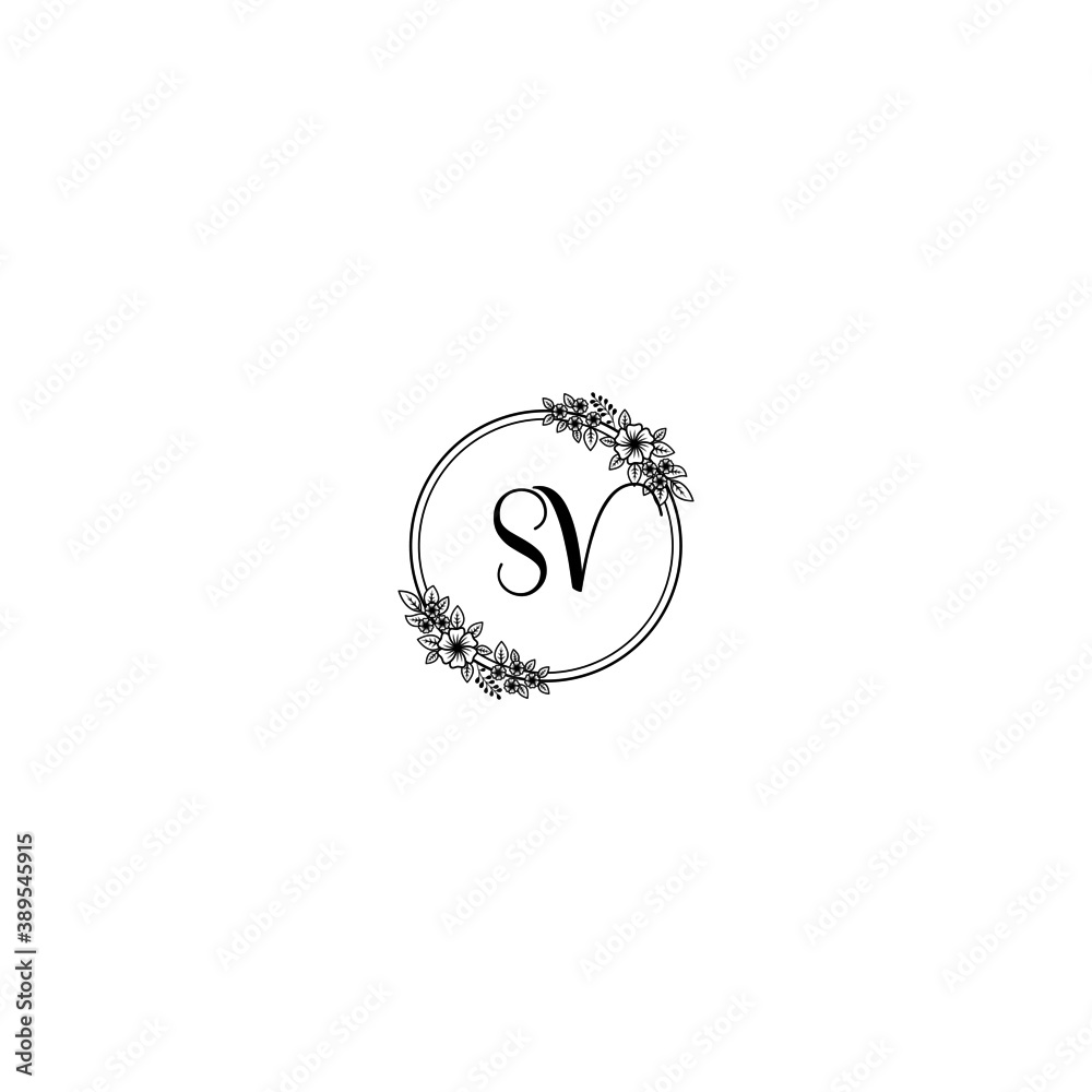 Initial SV Handwriting, Wedding Monogram Logo Design, Modern