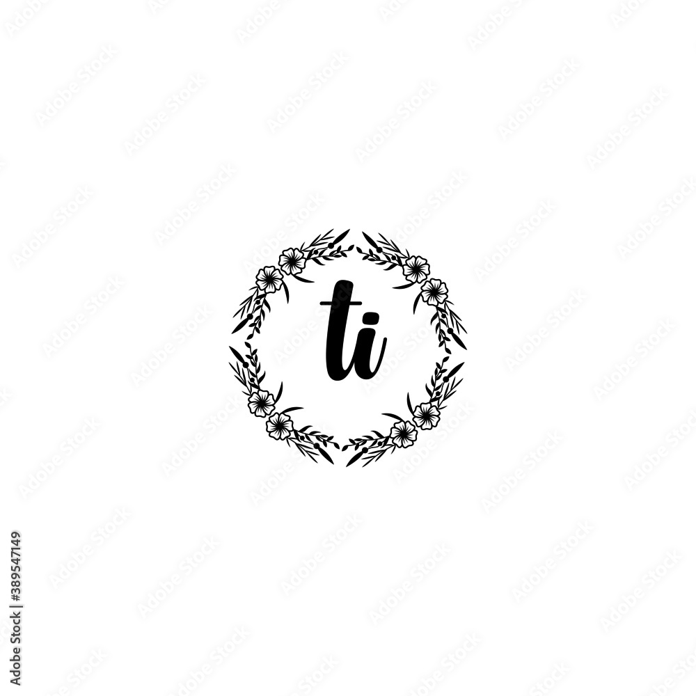 Initial TI Handwriting, Wedding Monogram Logo Design, Modern Minimalistic and Floral templates for Invitation cards Initial TI Handwriting, Wedding Monogram Logo Design, Modern Minimalistic and Floral templates for Invitation cards