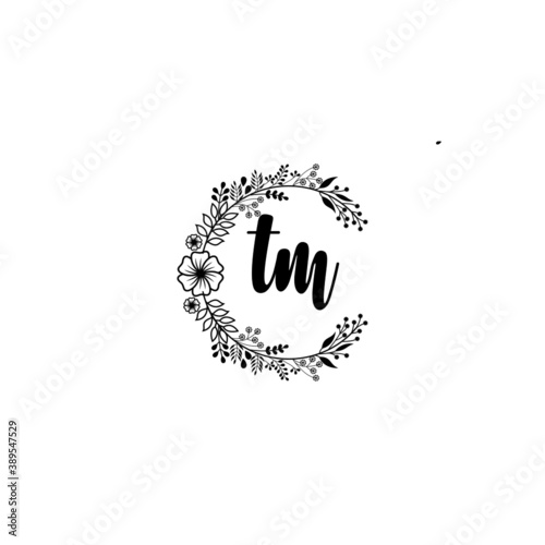 Initial TM Handwriting, Wedding Monogram Logo Design, Modern Minimalistic and Floral templates for Invitation cards 