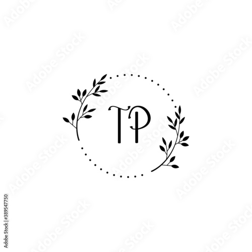 Initial TP Handwriting, Wedding Monogram Logo Design, Modern Minimalistic and Floral templates for Invitation cards 