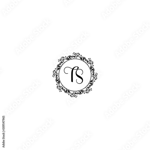 Initial TS Handwriting, Wedding Monogram Logo Design, Modern Minimalistic and Floral templates for Invitation cards	