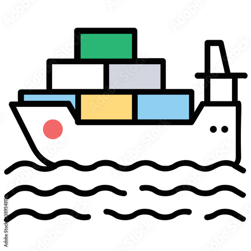 
A package boarded on a big cargo ship to enlighten idea of ship by sea
