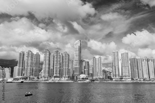 high rise building and harbor in Hong Kong city