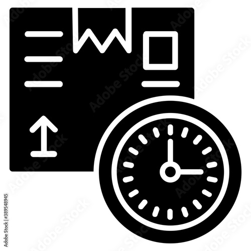 
About to dispatched package along with a wall clock showing concept of delivery in time
