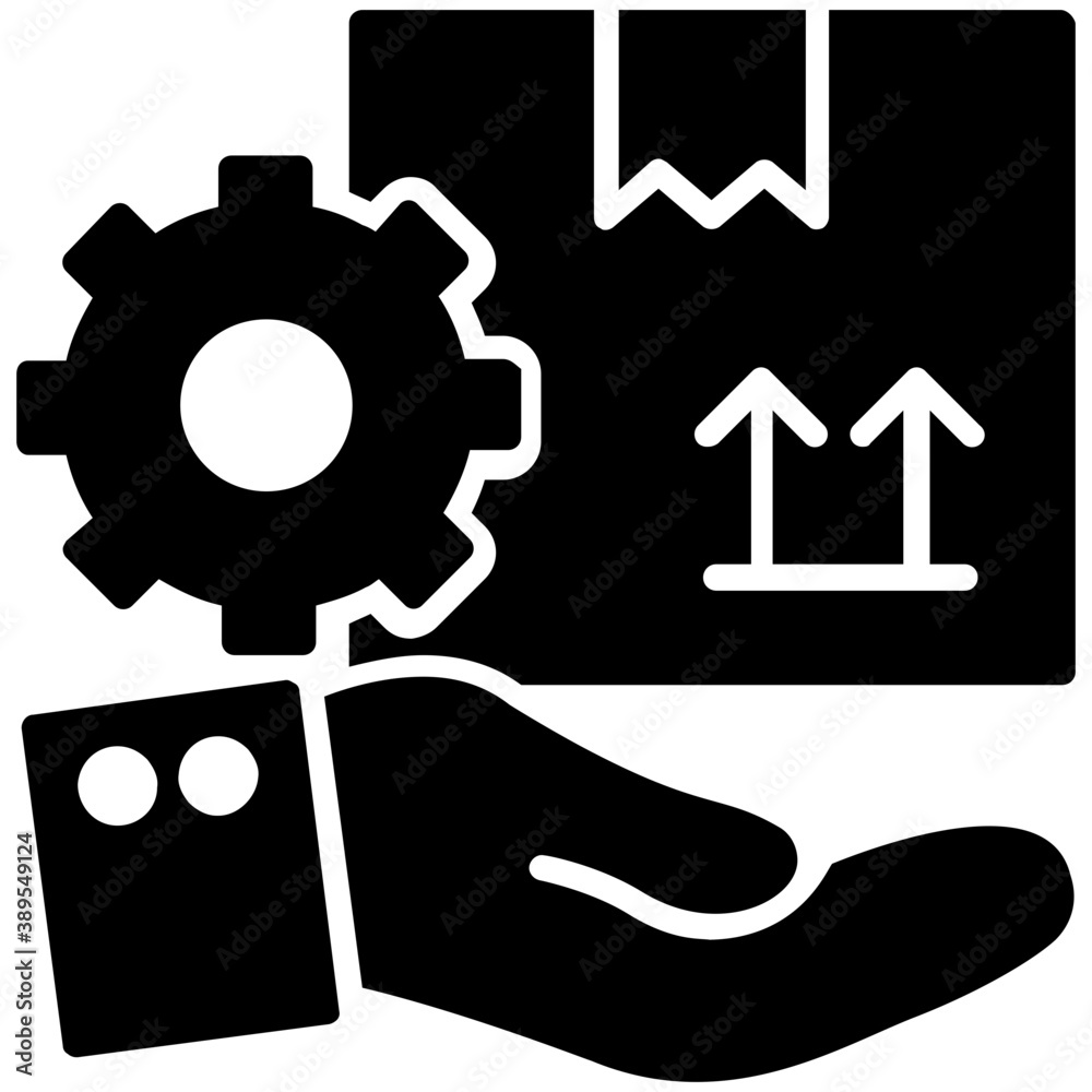 
Hand holding and raising a package to amazingly depict the logistic service icon
