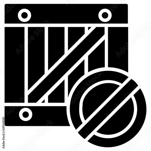 
An icon with wooden box stamped with forbidden sign, 
