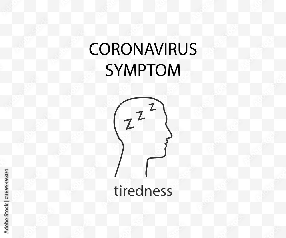Coronavirus symptom, tiredness, covid-19. Vector illustration, flat.
