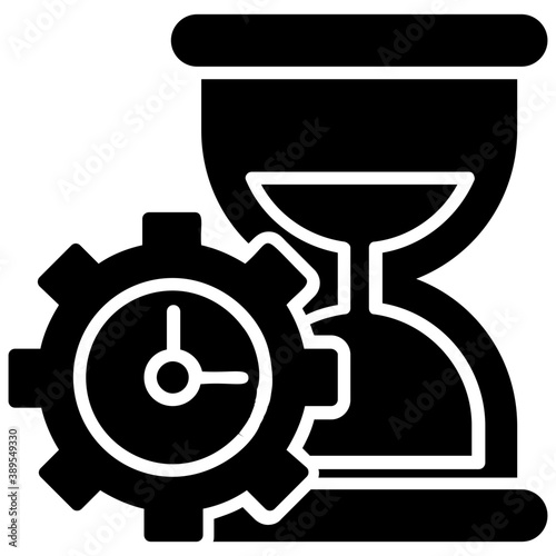 
Hourglass and cogwheel clock as a whole giving an icon for processing time
