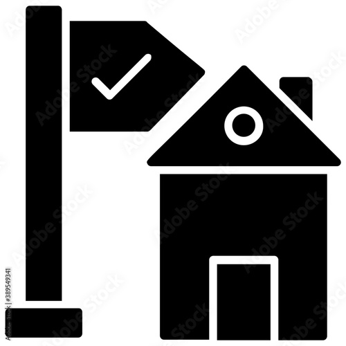 
A flag showing milestone location of a house where delivery needs to be dispatched 
