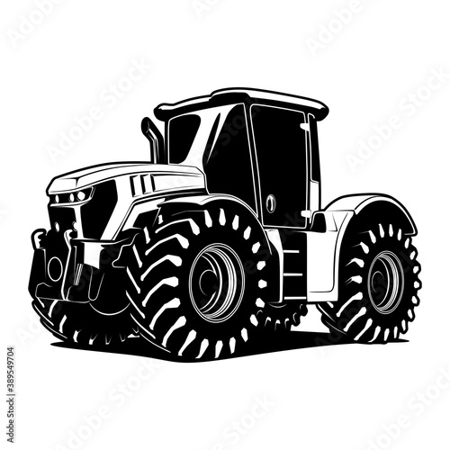Tractor Illustration in black and white for conceptual design
