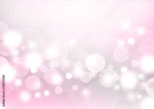 煌めく光と白い透明な水玉模様 ピンク色のグラデーション 背景素材 横型