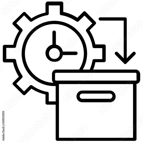
About to dispatched package along with a gear clock showing concept of on time delivery
