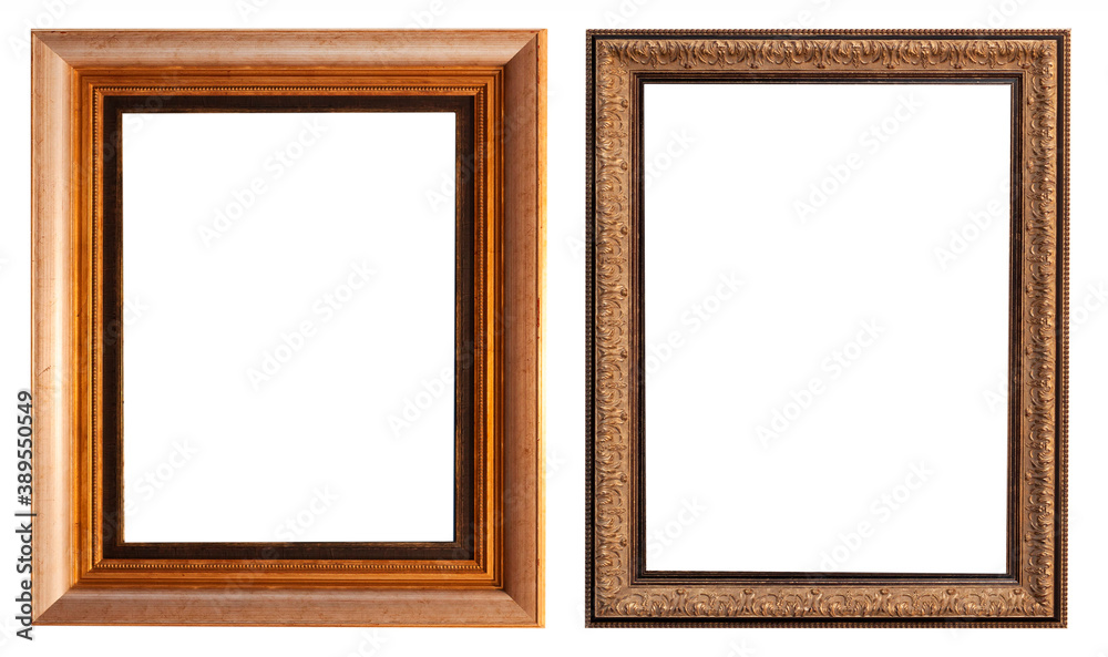 Frames picture baguettes isolated on white background set.