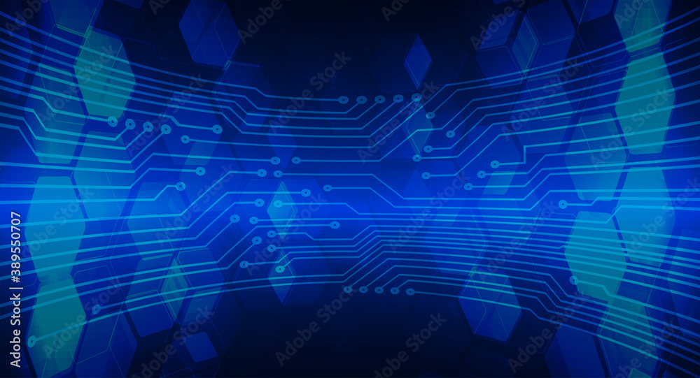 Blue cyber circuit future technology concept background Blue cyber circuit future technology concept background