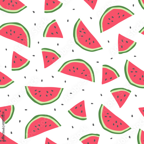 Seamless pattern with cute watermelon