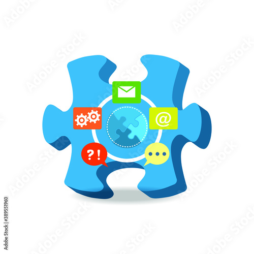 Blue puzzle 3d vector icon. Eps 10. Business symbol. © Blazena Kamasova