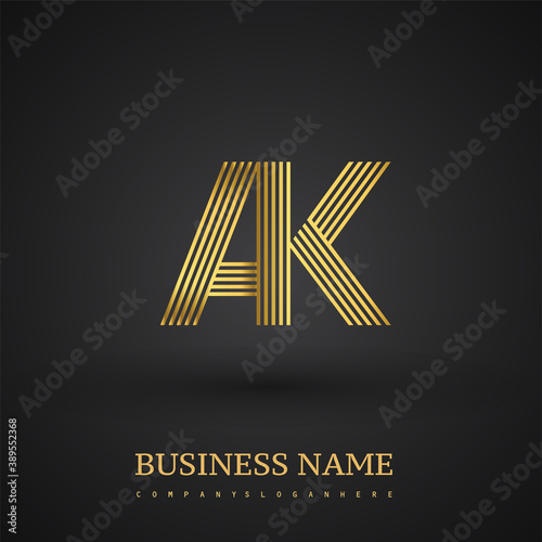 Letter AK linked logo design. Elegant golden colored symbol for your business or company identity.