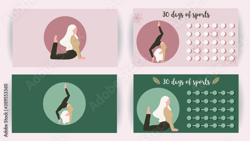 30 days of sports. Habit tracker. 30 days of yoga. Challenge tracker.